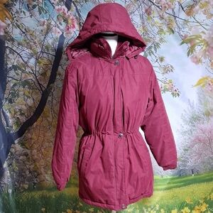 Women's totes  Hooded Burgundy Jacket, Med, With removable hoodie